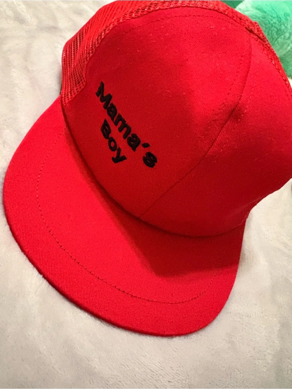 Mama's Boy Red Kids Trucker Hat